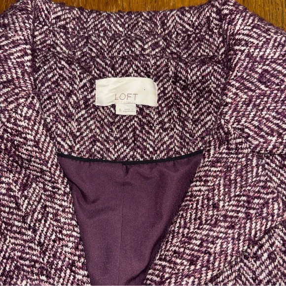 LOFT Purple Herringbone Blazer - Picture 2 of 7